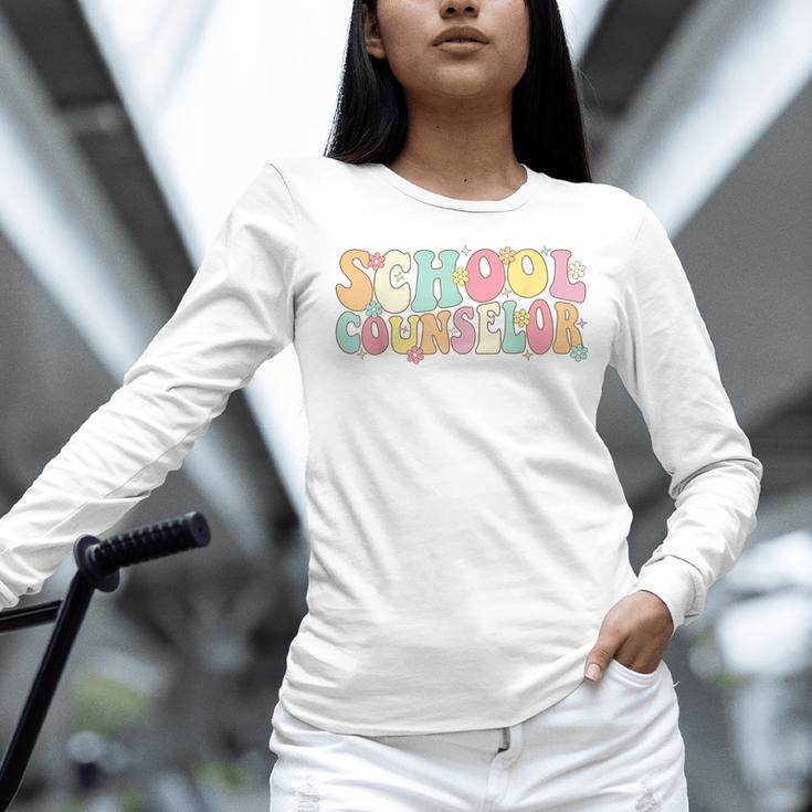 Groovy School Counselor Back To School Teacher Counseling Women Long Sleeve T-Shirt, Groovy Teacher Shirts, gift for family, gift for coworker