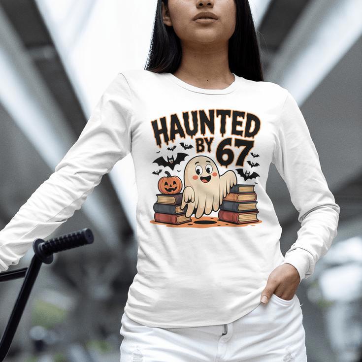 Haunted By 67 Teacher Ghost Pumpkin Halloween Costum Women Long Sleeve T-Shirt, gift for family, gift for coworker Haunted By 67 Teacher Ghost Pumpkin Halloween Costum Women Long Sleeve T-Shirt, gift for family, gift for coworker