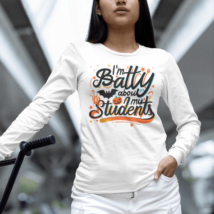 I'm Batty About My Students Watercolor Bat Teacher Halloween Women Long Sleeve T-Shirt, gift for family, gift for coworker I'm Batty About My Students Watercolor Bat Teacher Halloween Women Long Sleeve T-Shirt, gift for family, gift for coworker