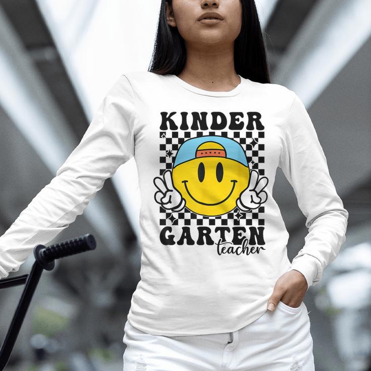 Kindergarten Teacher Hippie Smile Face Back School Women Long Sleeve T-Shirt, gift for family, gift for coworker Kindergarten Teacher Hippie Smile Face Back School Women Long Sleeve T-Shirt, gift for family, gift for coworker