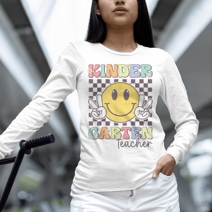Kindergarten Teacher Team Hippie Smile Face Back To School Women Long Sleeve T-Shirt, gift for family, gift for coworker Kindergarten Teacher Team Hippie Smile Face Back To School Women Long Sleeve T-Shirt, gift for family, gift for coworker