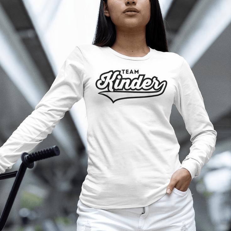 Kindergarten TEAM School Teacher Kinder Baseball-Style Shirt Women Long Sleeve T-Shirt, gift for family, gift for coworker Kindergarten TEAM School Teacher Kinder Baseball-Style Shirt Women Long Sleeve T-Shirt, gift for family, gift for coworker