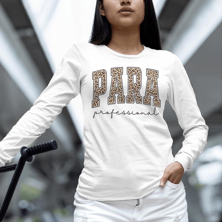 Leopard Paraprofessional Back To School Para Squad Teacher Women Long Sleeve T-Shirt, gift for family, gift for coworker