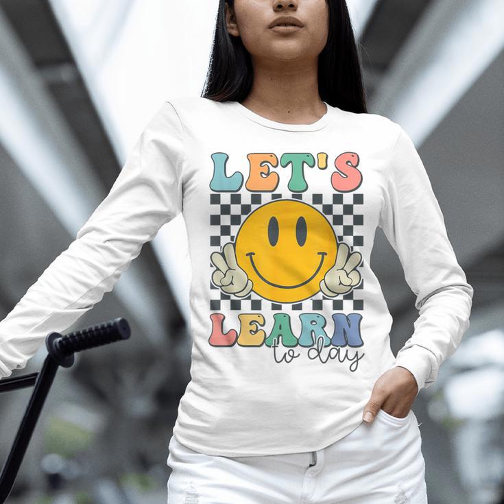 Let's Learn Today Smile Face Back To School For Teacher Kids Women Long Sleeve T-Shirt, gift for family, gift for coworker