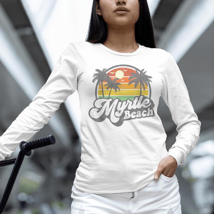 Myrtle Beach South Carolina Retro 70s Vintage Vacation Women Long Sleeve T-Shirt, gift for family, gift for coworker