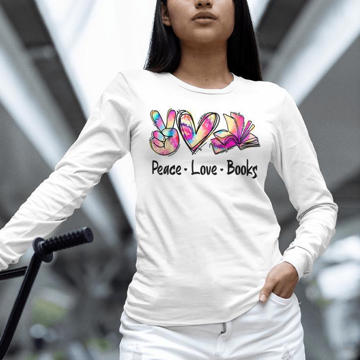 Peace Love Books Librarian Teacher Life Book Library Tie Dye Women Long Sleeve T-Shirt, gift for family, gift for coworker Peace Love Books Librarian Teacher Life Book Library Tie Dye Women Long Sleeve T-Shirt, gift for family, gift for coworker