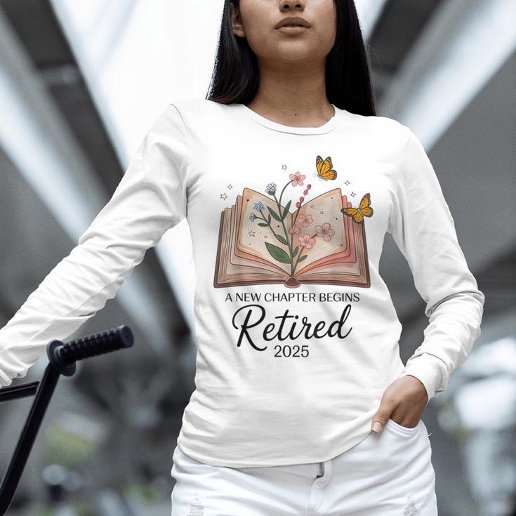Retired 2025 A New Chapter Begins Retirement Teacher Book Women Long Sleeve T-Shirt, gift for family, gift for coworker Retired 2025 A New Chapter Begins Retirement Teacher Book Women Long Sleeve T-Shirt, gift for family, gift for coworker