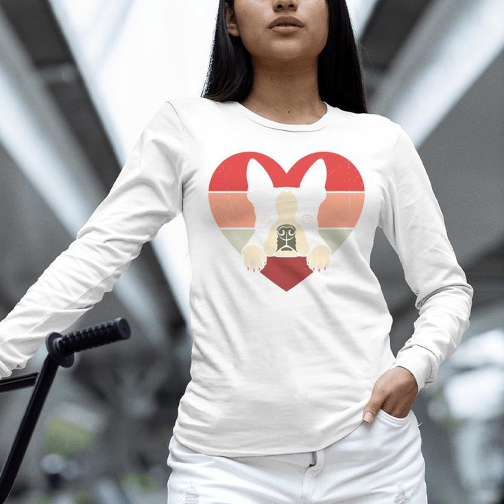 Retro Heart Boston Terrier Dog Vintage Valentine Women Long Sleeve T-Shirt, gift for family, gift for coworker