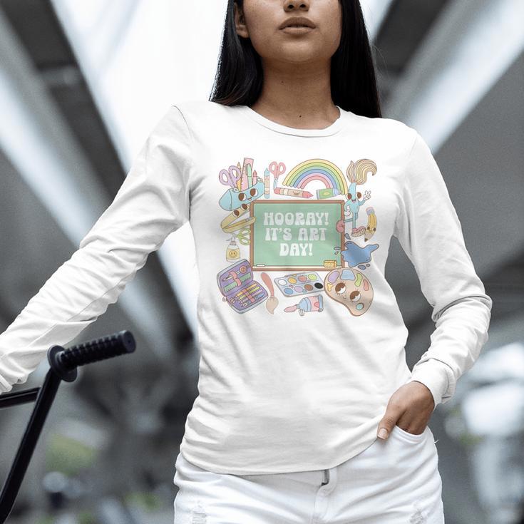 Retro Hooray It's Art Day Art Teacher Back To School Women Women Long Sleeve T-Shirt, gift for family, gift for coworker Retro Hooray It's Art Day Art Teacher Back To School Women Women Long Sleeve T-Shirt, gift for family, gift for coworker