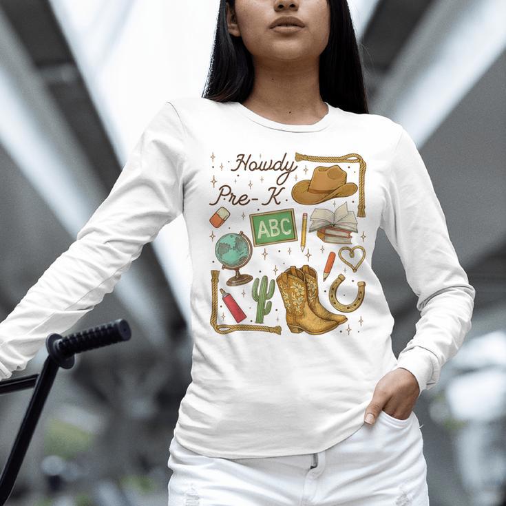 Retro Howdy Pre-K Back To School Western Teacher Women Long Sleeve T-Shirt, gift for family, gift for coworker Retro Howdy Pre-K Back To School Western Teacher Women Long Sleeve T-Shirt, gift for family, gift for coworker