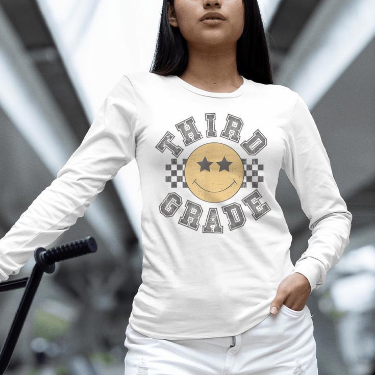Retro Third Grade Teacher Student 1st Day Back To School Women Long Sleeve T-Shirt, gift for family, gift for coworker
