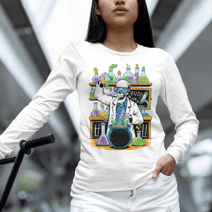 Skeleton Mad Scientist Halloween Costume Science Teacher Women Long Sleeve T-Shirt, Science Teacher Shirts, gift for family, gift for coworker Skeleton Mad Scientist Halloween Costume Science Teacher Women Long Sleeve T-Shirt, Science Teacher Shirts, gift for family, gift for coworker