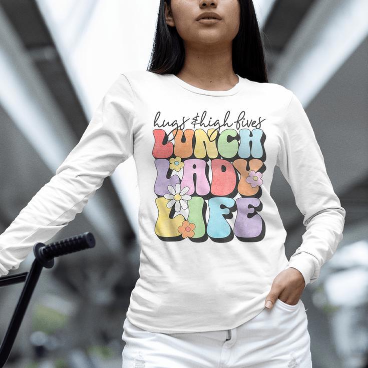 Soul Bleach Teacher Staff First Day Of School Last Hugs & High Fives Lunch Lady Vibes Blue Classic Fit Women Long Sleeve T-Shirt, gift for family, gift for coworker Soul Bleach Teacher Staff First Day Of School Last Hugs & High Fives Lunch Lady Vibes Blue Classic Fit Women Long Sleeve T-Shirt, gift for family, gift for coworker