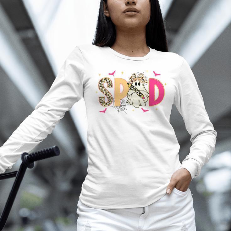 Sped Teacher Halloween Ghost Special Education Preppy Fall Women Long Sleeve T-Shirt, gift for family, gift for coworker