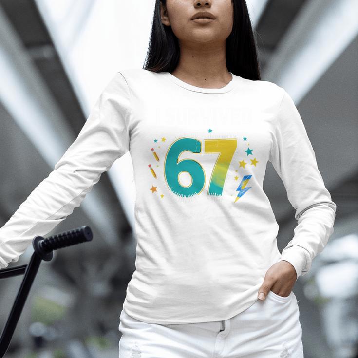 I Survived 67 Days Of School Teachers Students Meme Women Long Sleeve T-Shirt, gift for family, gift for coworker I Survived 67 Days Of School Teachers Students Meme Women Long Sleeve T-Shirt, gift for family, gift for coworker