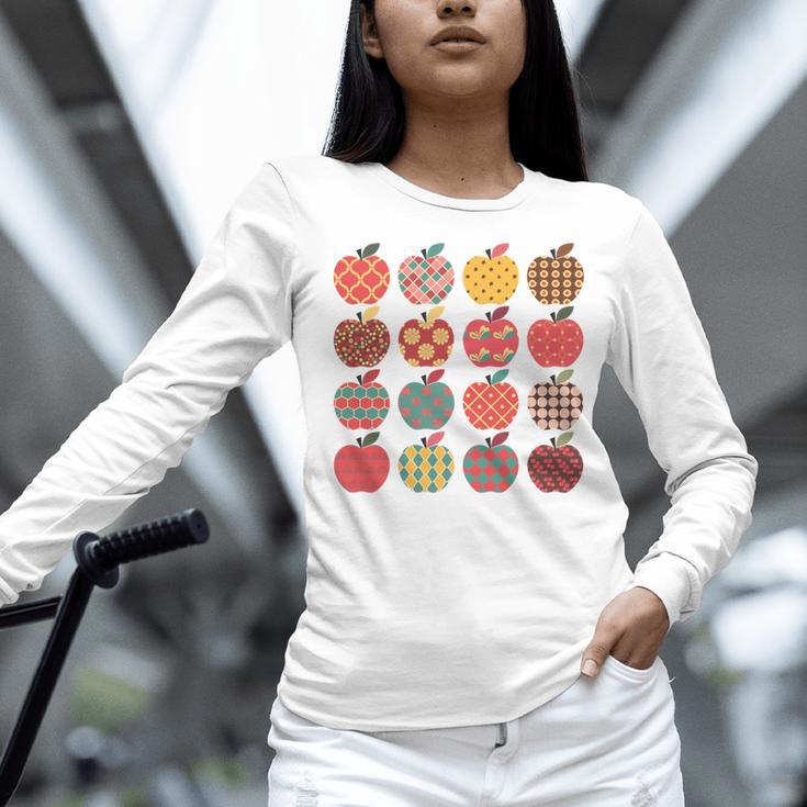 Teacher Apple Back To School Art For School Supplies Women Long Sleeve T-Shirt, gift for family, gift for coworker
