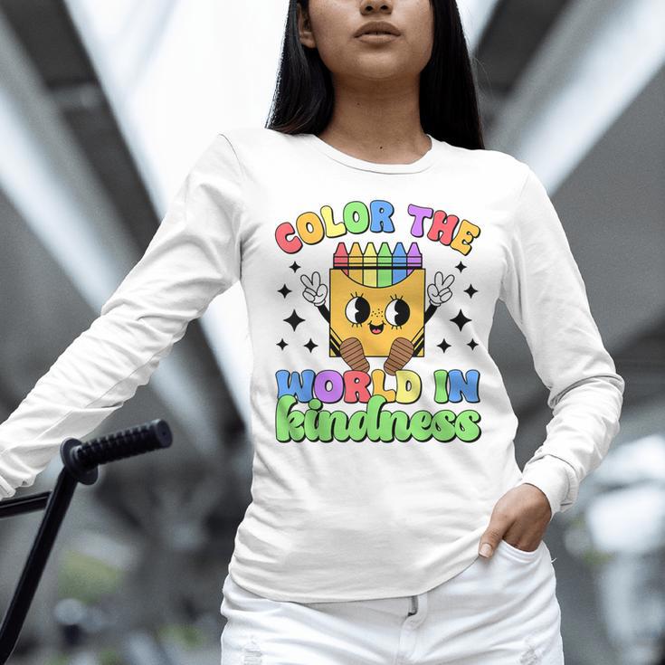 Teacher Back To School Color In Kindness Crayon Pencil Women Long Sleeve T-Shirt, gift for family, gift for coworker