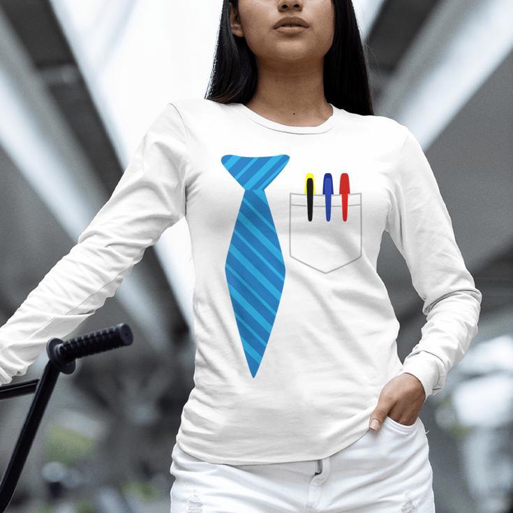 Teacher Tie & Pocket Protector Costume School Women Long Sleeve T-Shirt, gift for family, gift for coworker