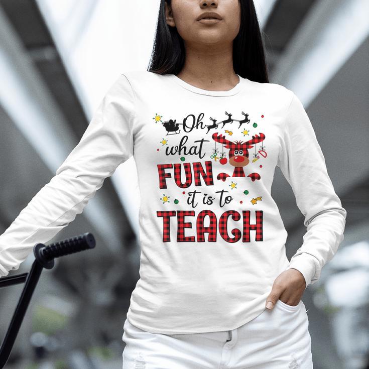 Teachers Oh What Fun It Is To Teach Cute Red Plaid Reindeer Women Long Sleeve T-Shirt, gift for family, gift for coworker Teachers Oh What Fun It Is To Teach Cute Red Plaid Reindeer Women Long Sleeve T-Shirt, gift for family, gift for coworker