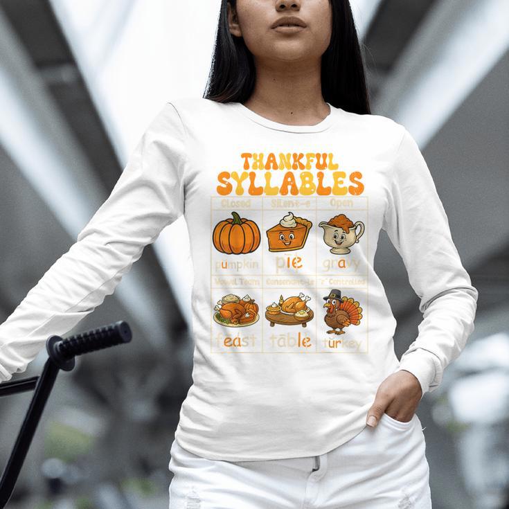 Thankful Syllables Teacher Thanksgiving Educational Kids Women Long Sleeve T-Shirt, gift for family, gift for coworker Thankful Syllables Teacher Thanksgiving Educational Kids Women Long Sleeve T-Shirt, gift for family, gift for coworker