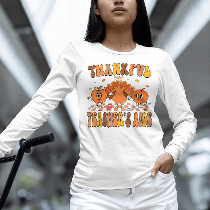 Thankful Teacher's Aide Thanksgiving Autumn Fall Women Men Women Long Sleeve T-Shirt, gift for family, gift for coworker