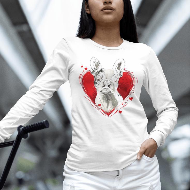 Valentine's Day Boston Terrier Dog Women Long Sleeve T-Shirt, gift for family, gift for coworker