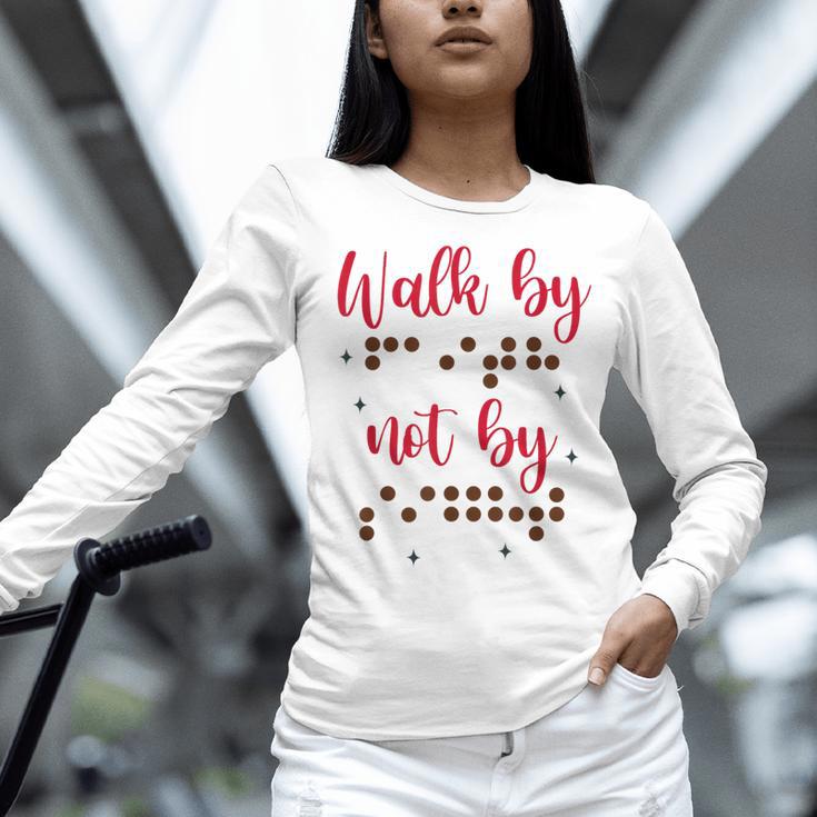 Visually Impaired Teacher Braille Bible Verse Walk By Faith Women Long Sleeve T-Shirt, gift for family, gift for coworker Visually Impaired Teacher Braille Bible Verse Walk By Faith Women Long Sleeve T-Shirt, gift for family, gift for coworker