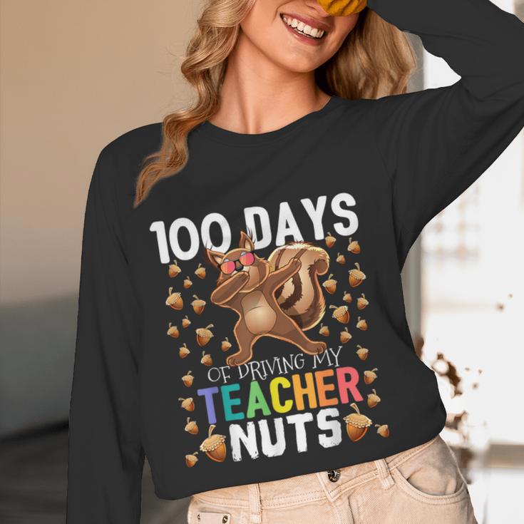 100 Days Of Driving My Teacher Nuts Dabbing Squirrel School Women Long Sleeve T-Shirt, novelty gifts, funny gifts 100 Days Of Driving My Teacher Nuts Dabbing Squirrel School Women Long Sleeve T-Shirt, novelty gifts, funny gifts