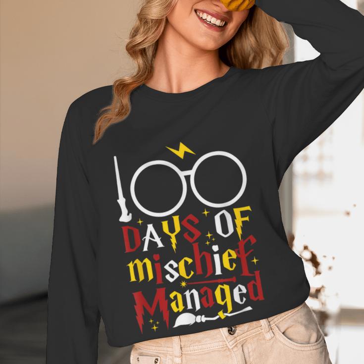 100 Days Of Mischief Managed Teacher Kid 100th Day Of School Women Long Sleeve T-Shirt, novelty gifts, funny gifts 100 Days Of Mischief Managed Teacher Kid 100th Day Of School Women Long Sleeve T-Shirt, novelty gifts, funny gifts
