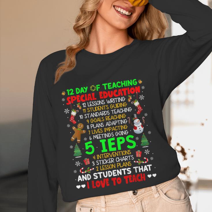 12 Days Of Teaching Special Education IEPS SPED Teacher Xmas Women Long Sleeve T-Shirt, novelty gifts, funny gifts