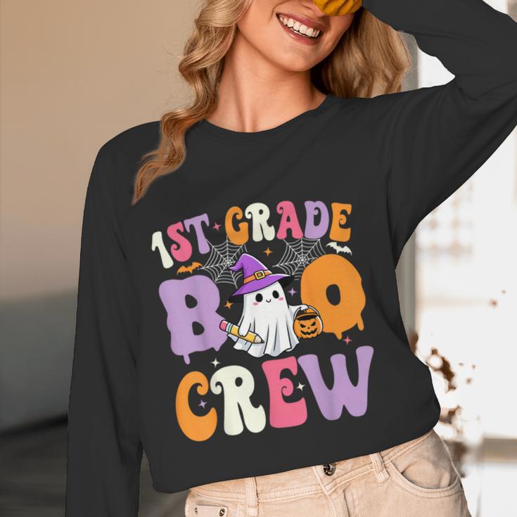 1st Grade Boo Crew Spooky First Grade Halloween Teacher Women Long Sleeve T-Shirt, novelty gifts, funny gifts