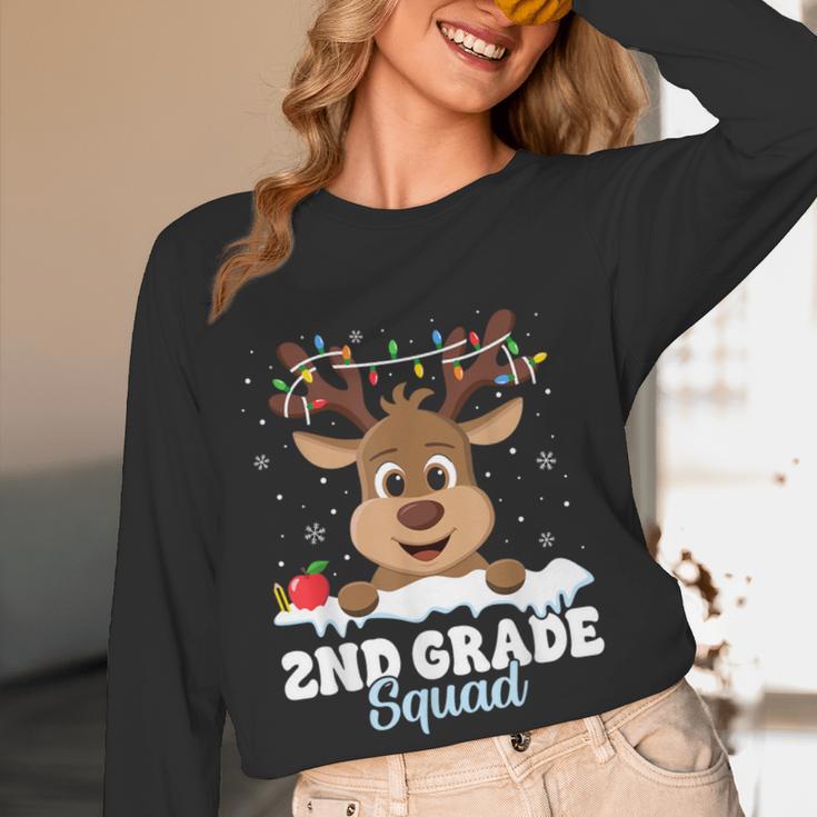 2nd Grade Teacher Christmas Second Grade Squad Reindeer Xmas For Men Women Kids Women Long Sleeve T-Shirt, novelty gifts, funny gifts