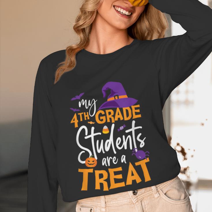 My 4th Grade Students Are a Treat Teacher Halloween Witch For Men Women Kids Women Long Sleeve T-Shirt, novelty gifts, funny gifts My 4th Grade Students Are a Treat Teacher Halloween Witch For Men Women Kids Women Long Sleeve T-Shirt, novelty gifts, funny gifts