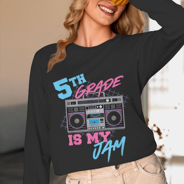 5th Grade Is My Jam Vintage 80s Boombox Teacher Student Women Long Sleeve T-Shirt, novelty gifts, funny gifts