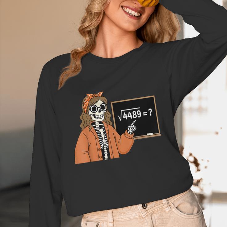 67 Math Teacher Skeleton Halloween Root 4489 Messy Bun Women Women Long Sleeve T-Shirt, novelty gifts, funny gifts 67 Math Teacher Skeleton Halloween Root 4489 Messy Bun Women Women Long Sleeve T-Shirt, novelty gifts, funny gifts