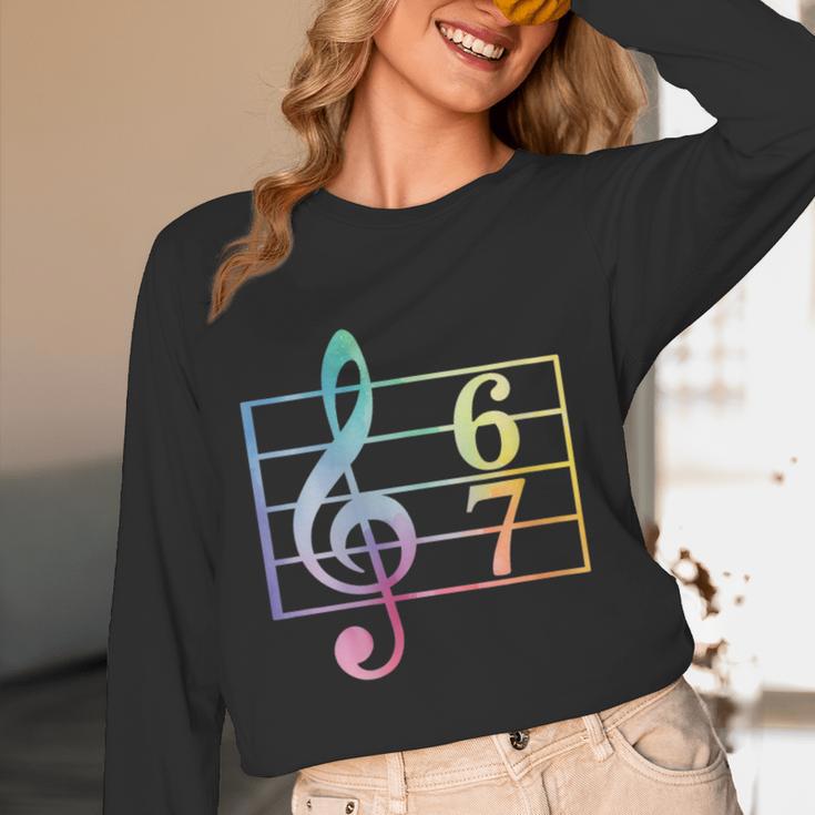 67 Music Meme Slang Six Seven Music Teacher Musician Women Long Sleeve T-Shirt, novelty gifts, funny gifts