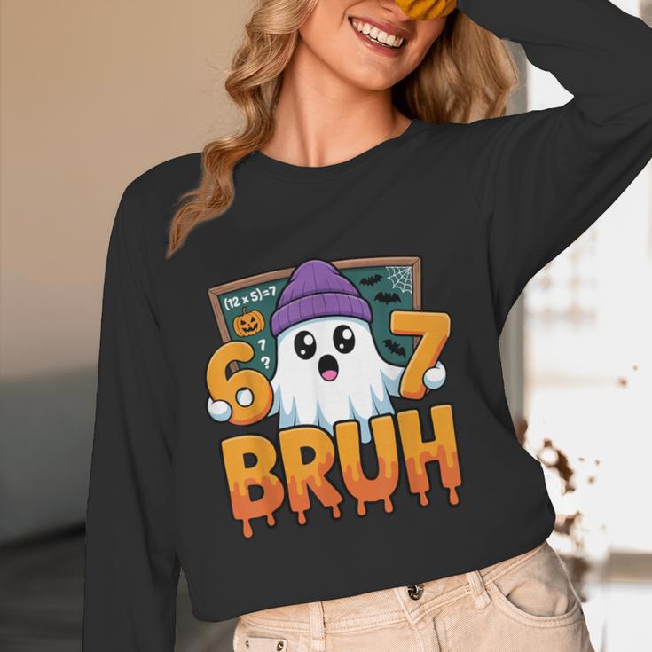 67 Teacher Ghost Six Seven Meme Math Equation Bruh Halloween Women Long Sleeve T-Shirt, novelty gifts, funny gifts