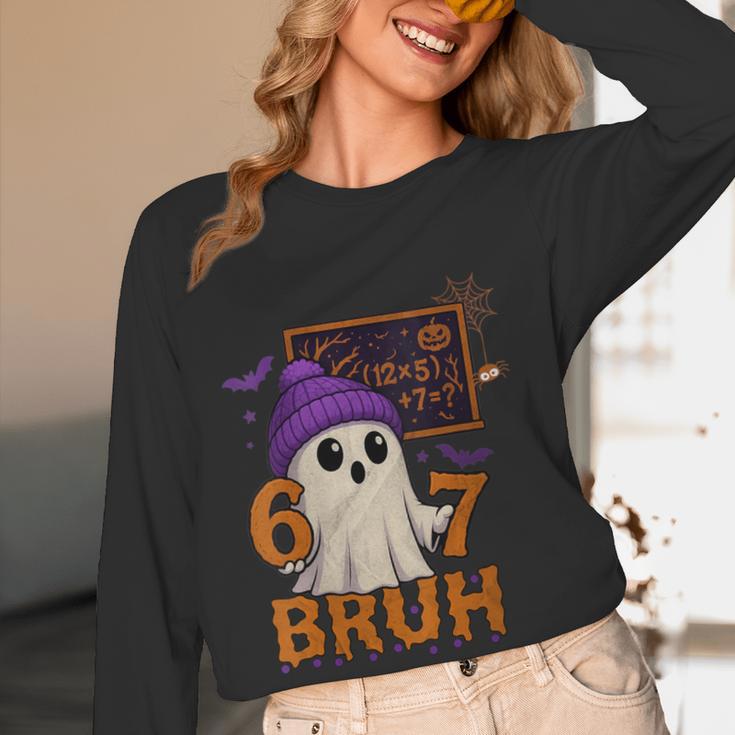 67 Teacher Halloween Ghost Six Seven Meme Math Equation Bruh Women Long Sleeve T-Shirt, novelty gifts, funny gifts