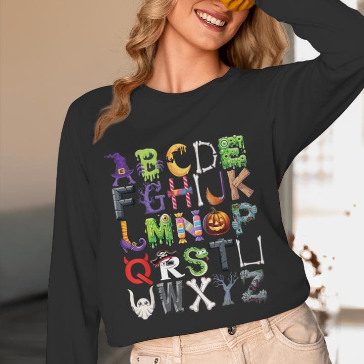 ABCs Alphabet Halloween Learning Kindergarten Teachers Women Long Sleeve T-Shirt, novelty gifts, funny gifts ABCs Alphabet Halloween Learning Kindergarten Teachers Women Long Sleeve T-Shirt, novelty gifts, funny gifts