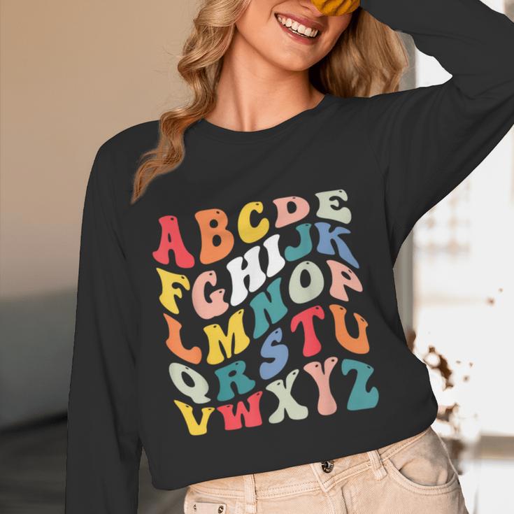 Alphabet Hi Back To School ABC Pre K Kindergarten Teacher Women Long Sleeve T-Shirt, novelty gifts, funny gifts