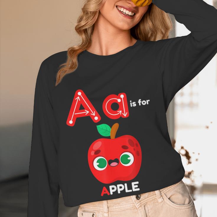 A Is For Apple Pre-K Kindergarten Teacher Student Women Long Sleeve T-Shirt, novelty gifts, funny gifts