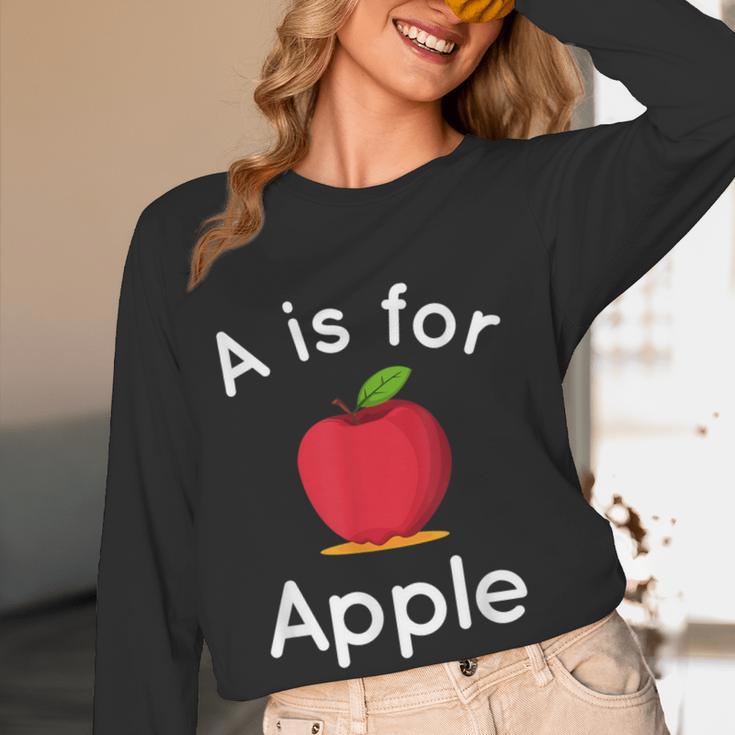 A Is For Apple Toddler Kindergarten Preschool Teacher Women Long Sleeve T-Shirt, novelty gifts, funny gifts A Is For Apple Toddler Kindergarten Preschool Teacher Women Long Sleeve T-Shirt, novelty gifts, funny gifts