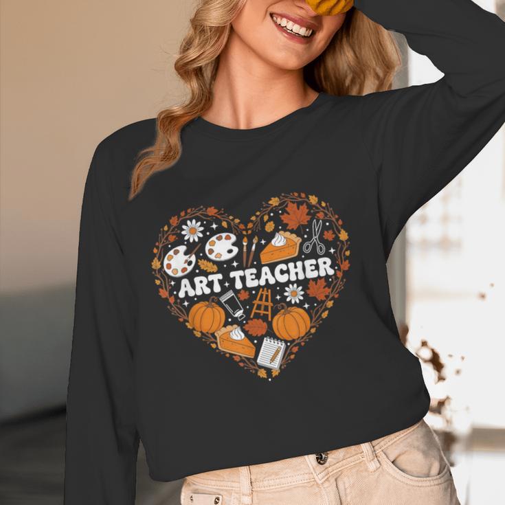 Art Teacher Heart Autumn Thanksgiving Kids Women Long Sleeve T-Shirt, novelty gifts, funny gifts Art Teacher Heart Autumn Thanksgiving Kids Women Long Sleeve T-Shirt, novelty gifts, funny gifts