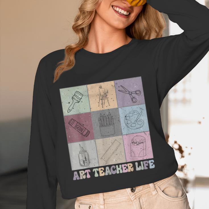 Art Teacher Life Retro Groovy Teaching Future Artists Women Long Sleeve T-Shirt, novelty gifts, funny gifts Art Teacher Life Retro Groovy Teaching Future Artists Women Long Sleeve T-Shirt, novelty gifts, funny gifts