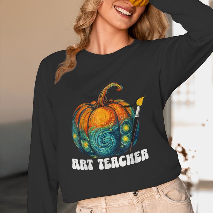 Art Teacher Pumpkin Halloween Night Men Women Women Long Sleeve T-Shirt, novelty gifts, funny gifts