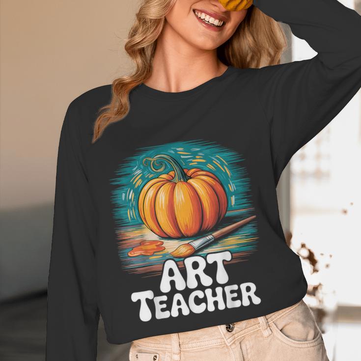 Art Teacher Pumpkin Painting Halloween Costume Women Long Sleeve T-Shirt, novelty gifts, funny gifts