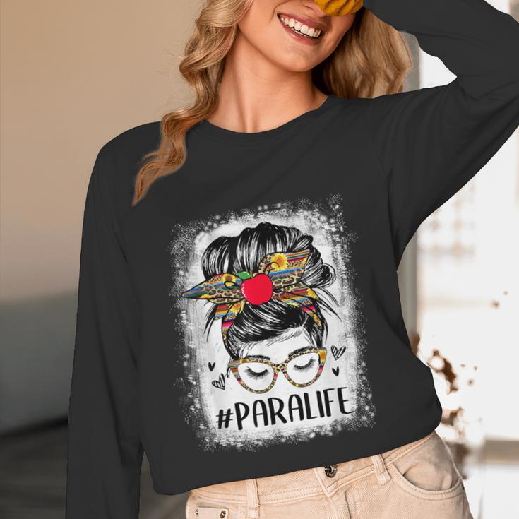 Bleached Teacher Para Life Paraprofessional Cute Messy Bun For Men Women Girls Kids Women Long Sleeve T-Shirt, novelty gifts, funny gifts Bleached Teacher Para Life Paraprofessional Cute Messy Bun For Men Women Girls Kids Women Long Sleeve T-Shirt, novelty gifts, funny gifts