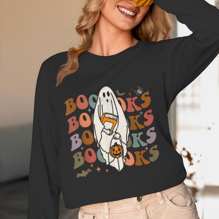 Booooks Ghost Halloween Groovy Vintage Teacher Book Reading Women Long Sleeve T-Shirt, novelty gifts, funny gifts Booooks Ghost Halloween Groovy Vintage Teacher Book Reading Women Long Sleeve T-Shirt, novelty gifts, funny gifts