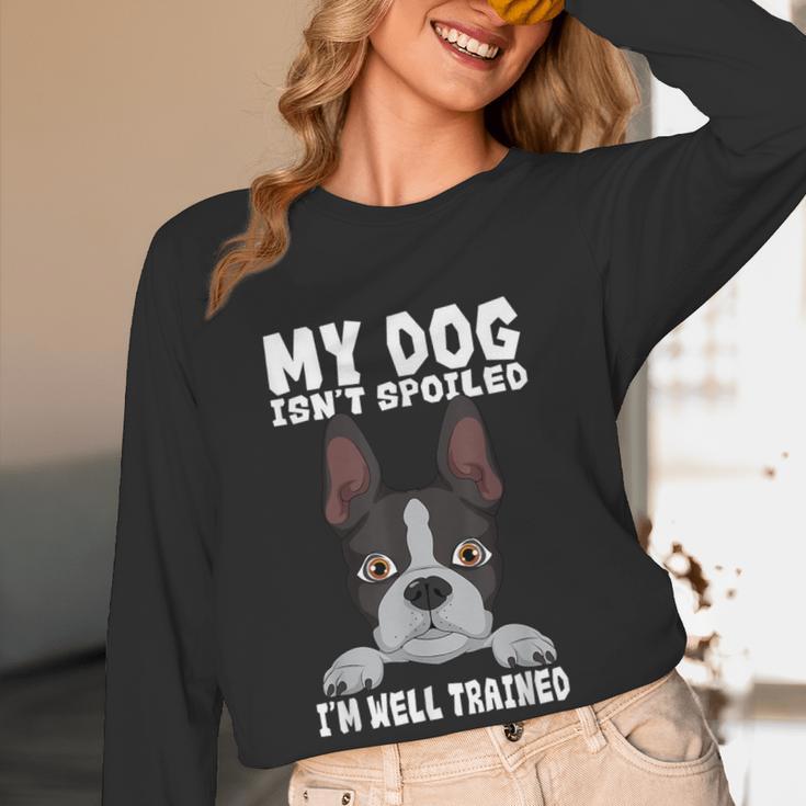 Boston Terrier American Gentleman Dog Lover I'm Well Trained Women Long Sleeve T-Shirt, novelty gifts, funny gifts