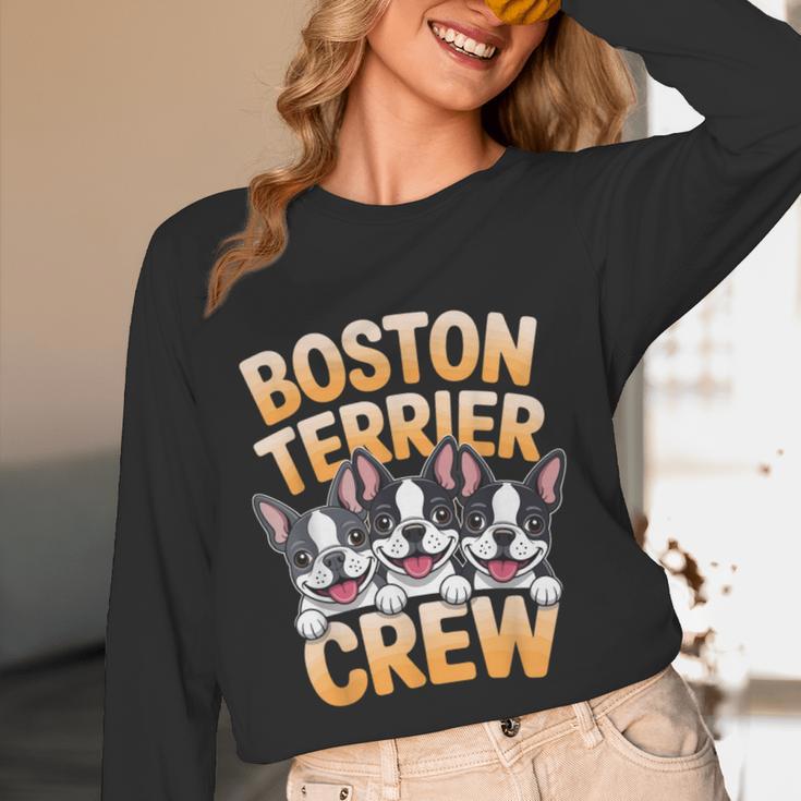 Boston Terrier Crew Cartoon For Dog Owner Pet Boston Terrier Women Long Sleeve T-Shirt, novelty gifts, funny gifts
